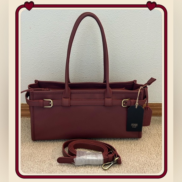 Handbags - Handmade In India Genuine Leather Crossbody Satchel Bag Maroon OS